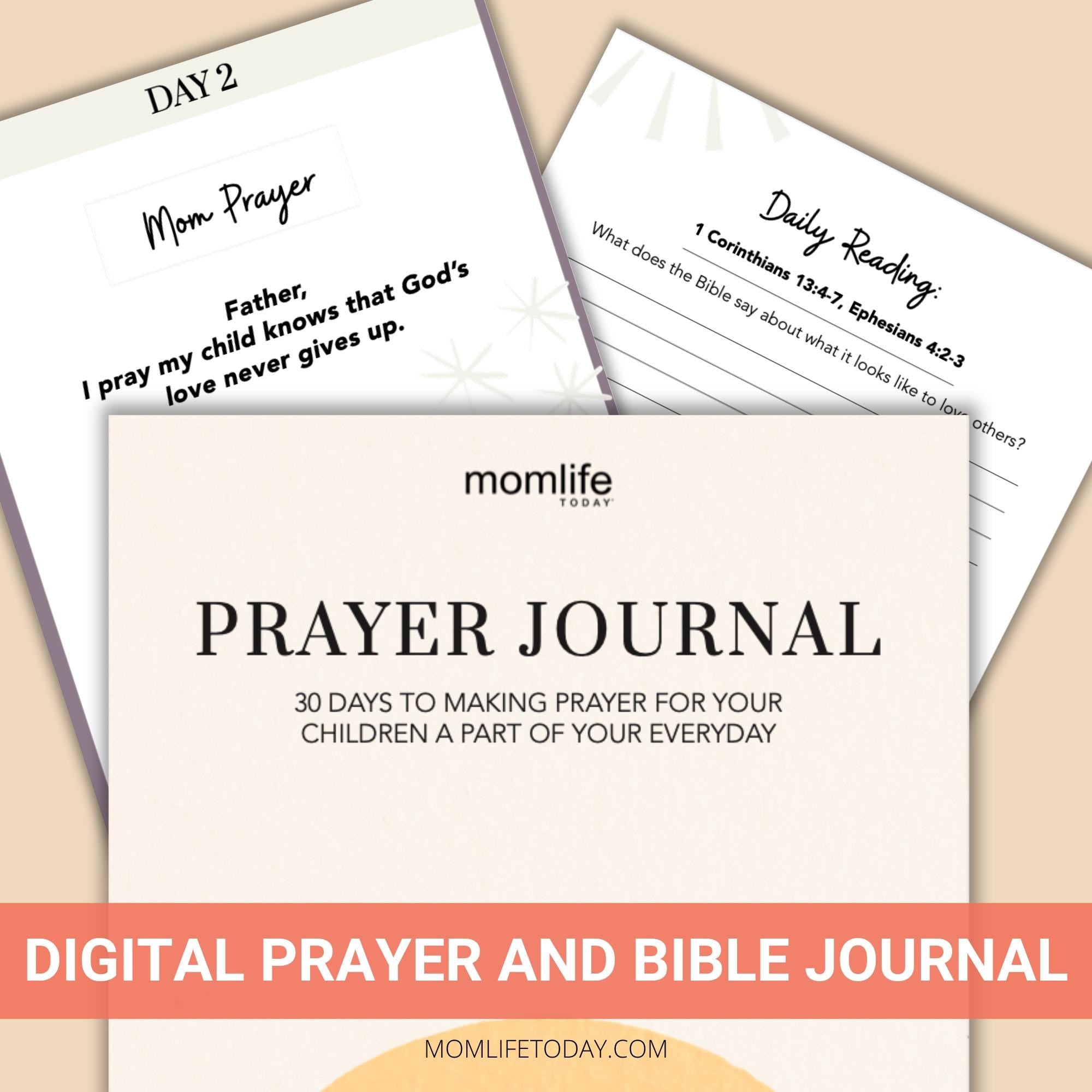 30-Day Prayer Journal for Moms: Christian Devotional (Digital Download)