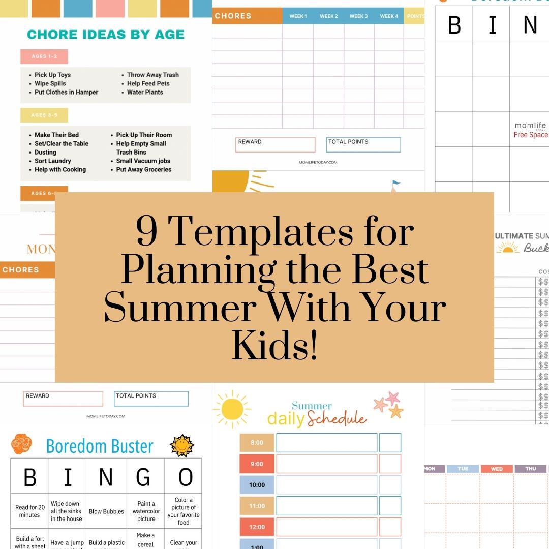 Summer Planner Bundle for Moms: Chore Chart, Bucket List, Calendar & More