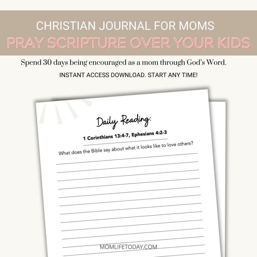 30-Day Prayer Journal for Moms: Christian Devotional (Digital Download)